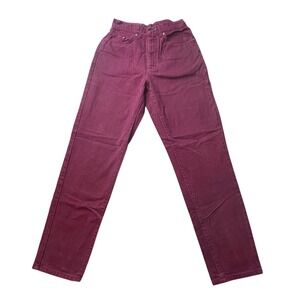 Vintage Lee Jeans Womens 9 Burgundy Regular Fit Tapered Leg High Waisted USA NWT